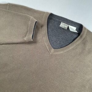 Eddie Bauer‎ Mens V Neck Sweater Taupe Cotton Blend Size XLT Field Tested